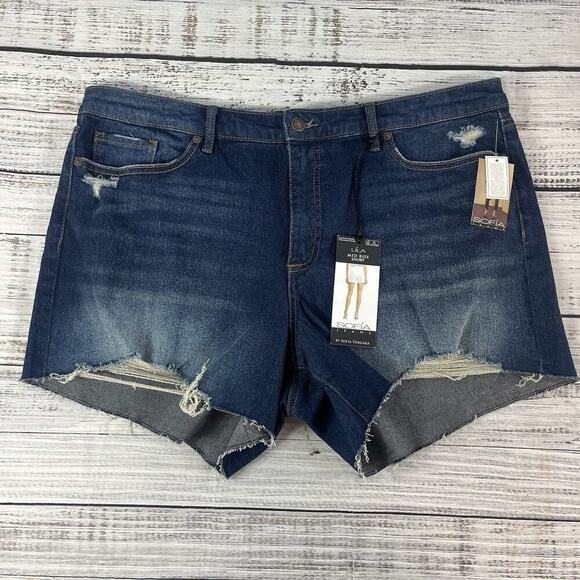 Sofia Jeans by Sofia Vergara Easy Denim Jean Shorts Destruc Hem Plus size 18 - Picture 2 of 10